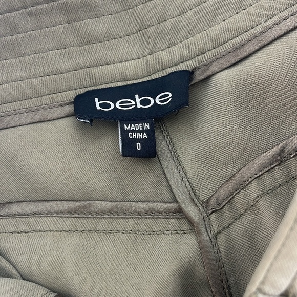 Bebe 100% Silk Pants Khaki/Army Green “Ripe Avocado” Sz 0 - Picture 5 of 10